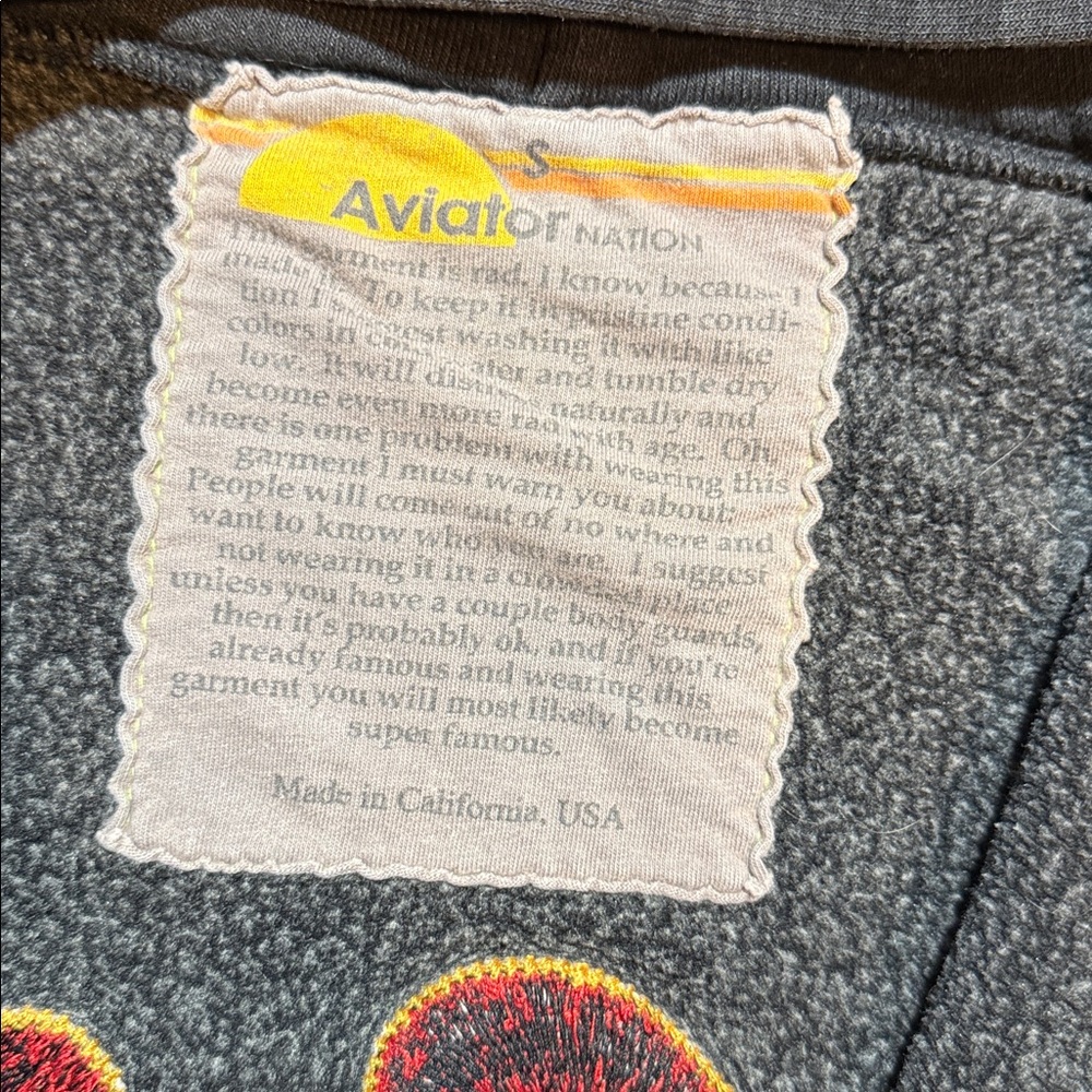VTG Aviator Nation Venice Embroidered Patch Full Zip Hoodie Charcoal 5 Stripes S - Picture 6 of 7